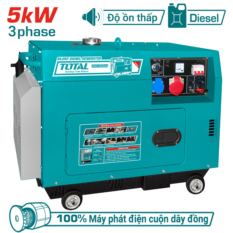 Máy phát điện động cơ dầu 5.0KW Total TP250003