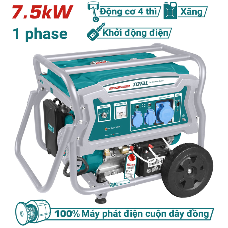 Máy phát điện dùng xăng 7.5KW Total TP175006