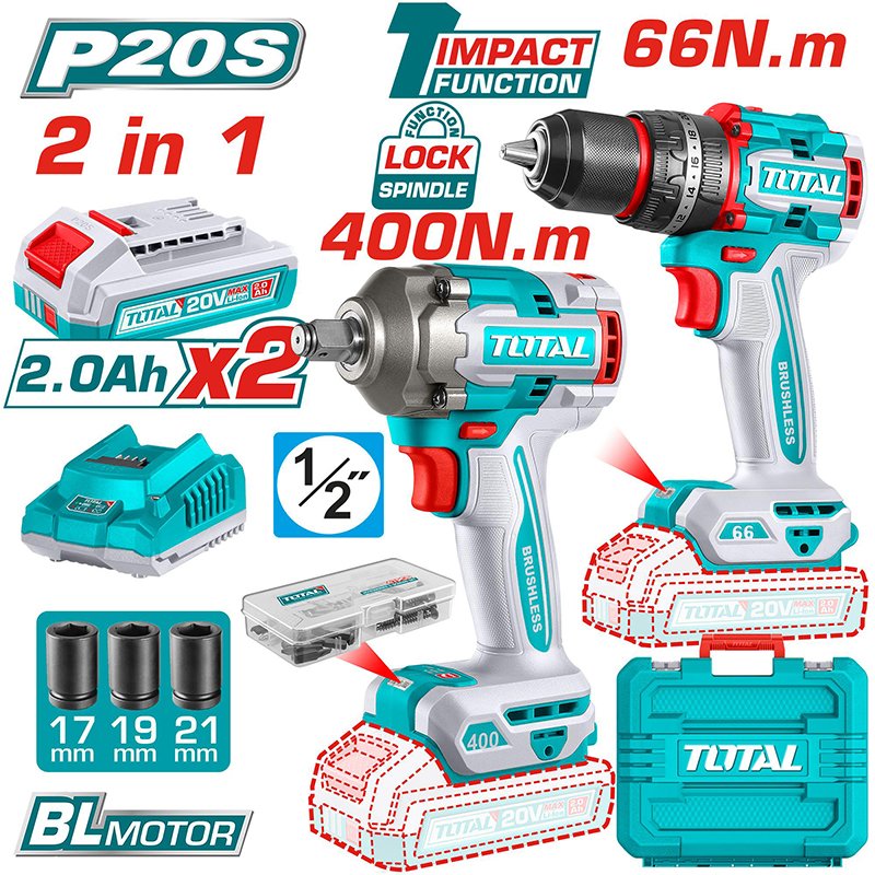 Bộ máy khoan TIDLI206681 và máy vặn bu lông TIWLI20401 dùng pin 20V TCKLI20275
