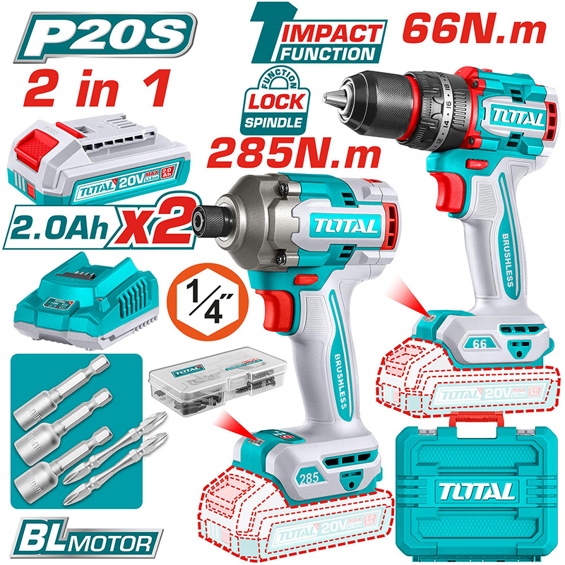 Bộ máy khoan TIDLI206681 và máy vặn vít TIRLI20281 dùng pin 20V TCKLI20277