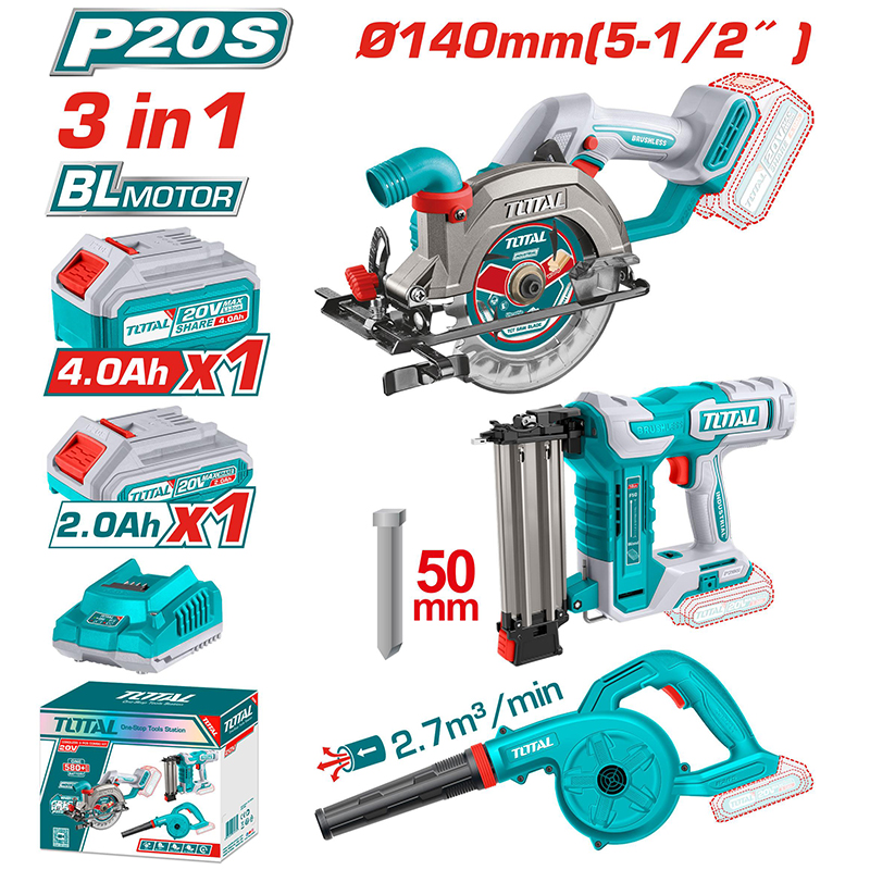 Combo Máy cưa đĩa TSLI1402 + Máy thổi TABLI20028 + Máy bắn đinh TBNLI5005 Total TOSLI240683