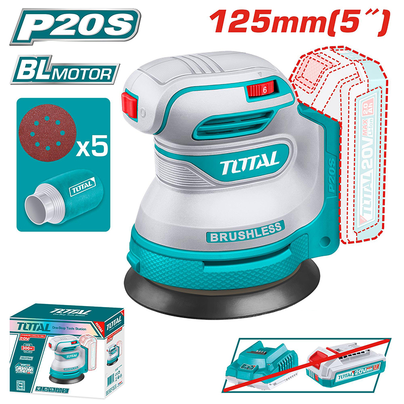 Máy chà nhám tròn dùng pin 20V Total TROSLI2002