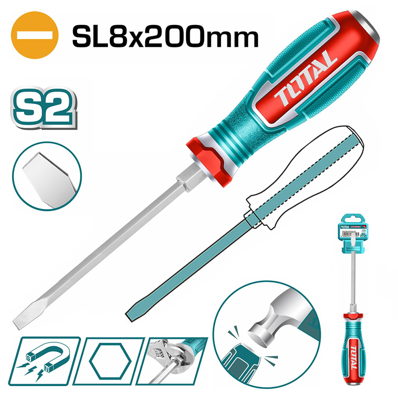 Tua vít dẹp đóng xuyên SL8x200mm Total TGTSL8200