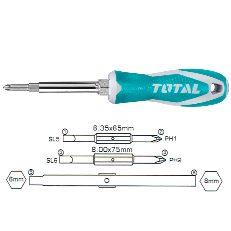 Bộ tua vít 6 đầu Total THT2506076