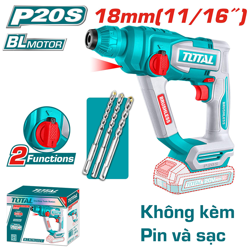 Máy khoan búa dùng pin 20V Total TRHLI20188
