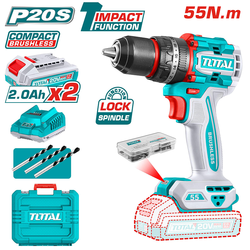 Máy khoan động lực dùng pin 20V Total TIDLI20558