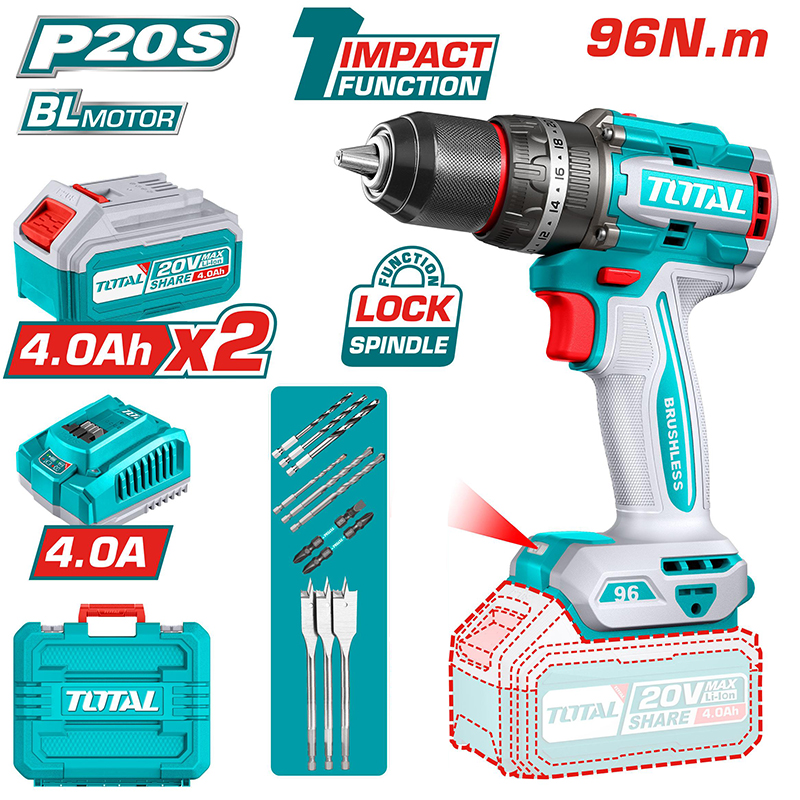 Máy khoan động lực dùng pin 20V Total TIDLI20968