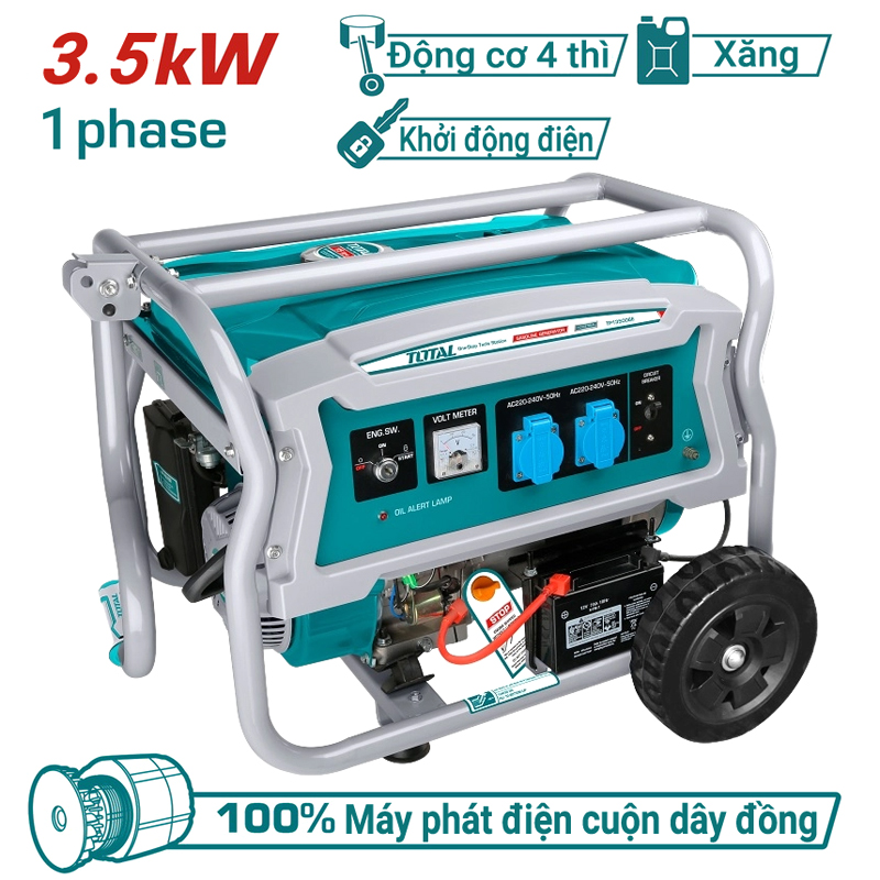 Máy phát điện động cơ xăng 3.5KW Total TP135006E