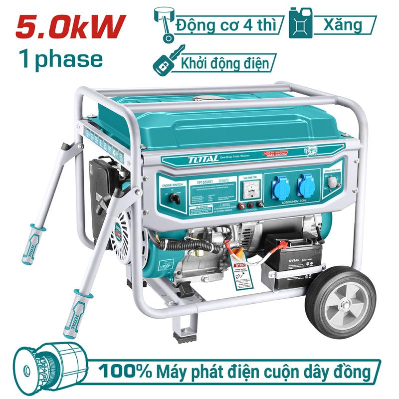 Máy phát điện động cơ xăng 5.5KW Total TP155001