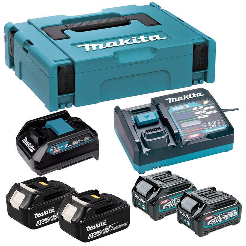 Bộ pin sạc Makita 191T64-6 (BL1860Bx2+BL4025x2+ADP10+DC40RA)