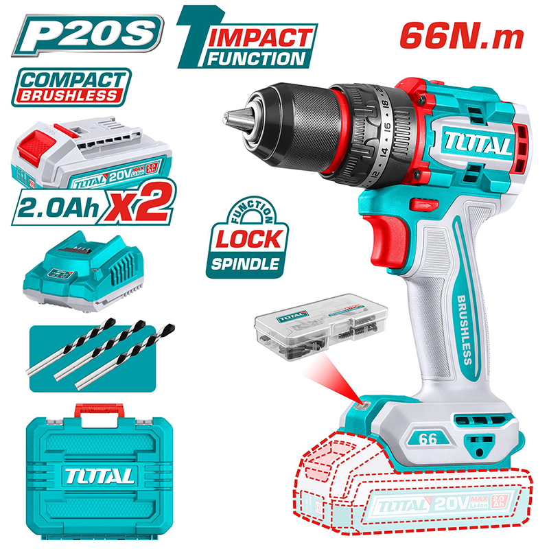 Máy khoan động lực dùng pin 20V Total TIDLI20668