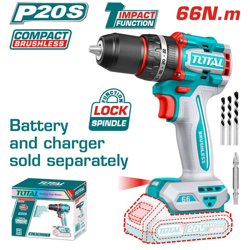 Máy khoan động lực dùng pin 20V Total TIDLI206681