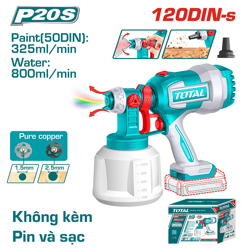 Máy phun sơn dùng pin Lithium 20V Total TSGLI2004