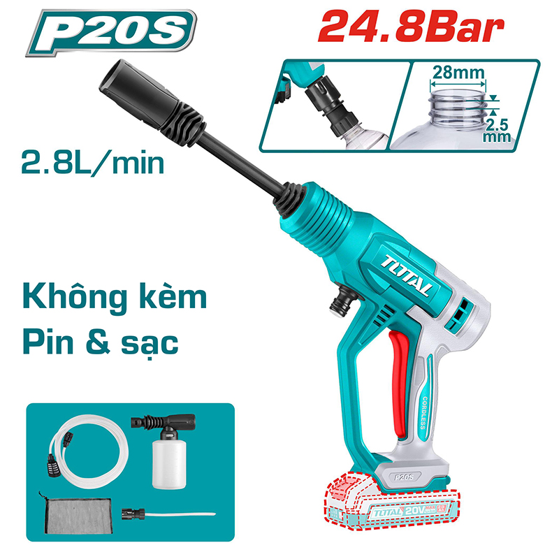 Máy xịt rửa dùng pin 20V Total TPWLI2036