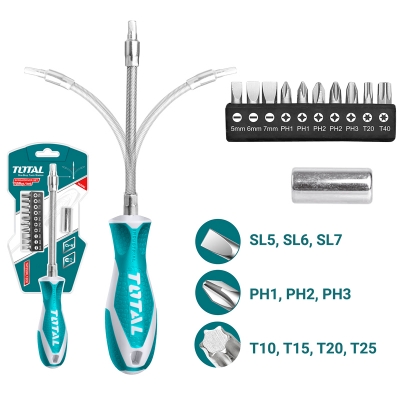 Bộ 12 tua vít thay đổi trục linh hoạt Total THT250FL1206