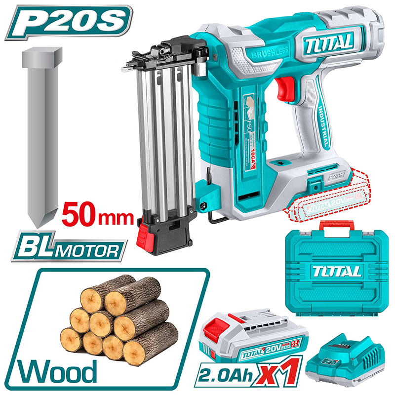 Máy bắn đinh thẳng 50mm dùng pin 20V Total TCBNLI5008