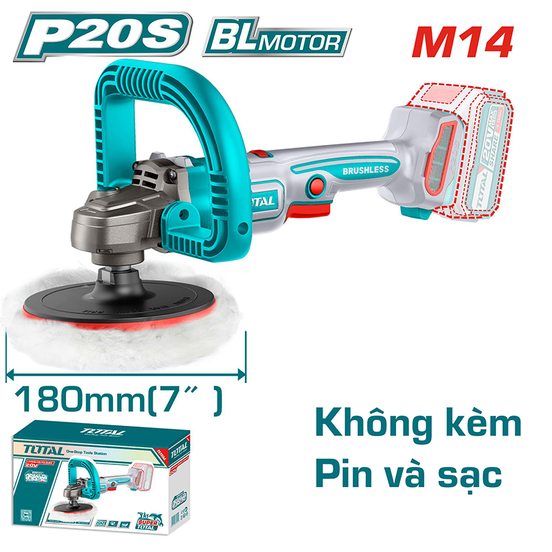 Máy đánh bóng 180mm dùng pin 20V Total TAPLI2018
