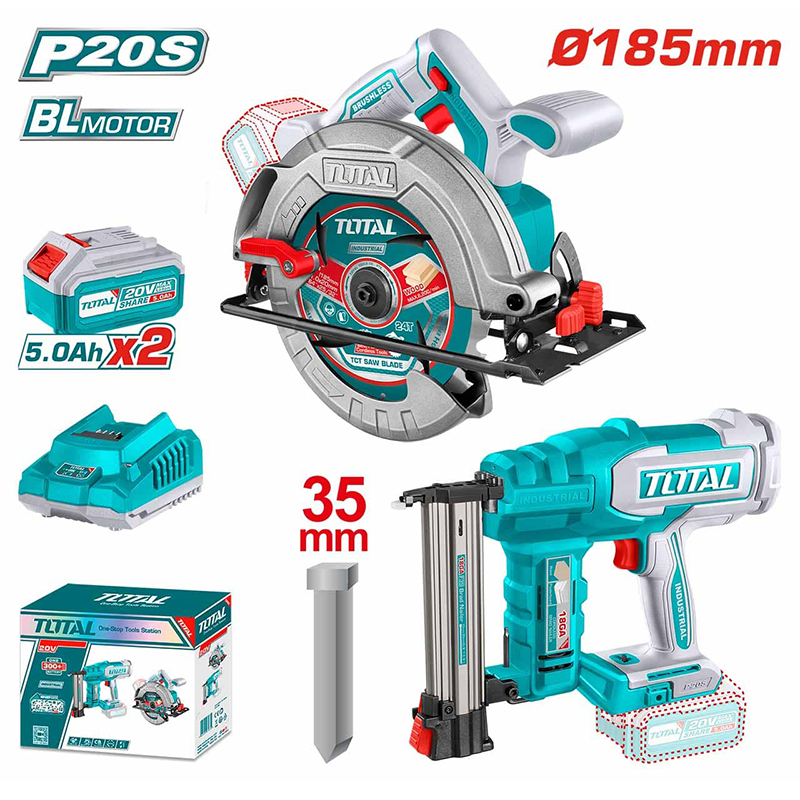 Combo Máy cưa đĩa TSLI1851 + Máy bắn đinh TCBNLI2005 Total TOSLI240866