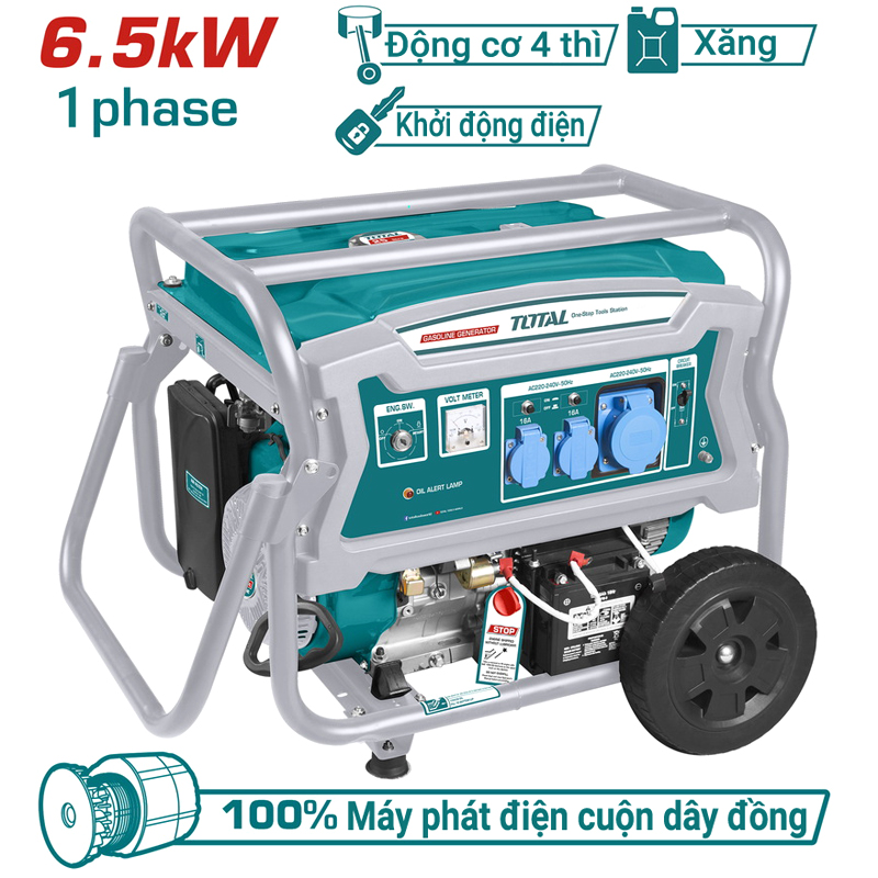 Máy phát điện động cơ xăng 6.5KW Total TP165006