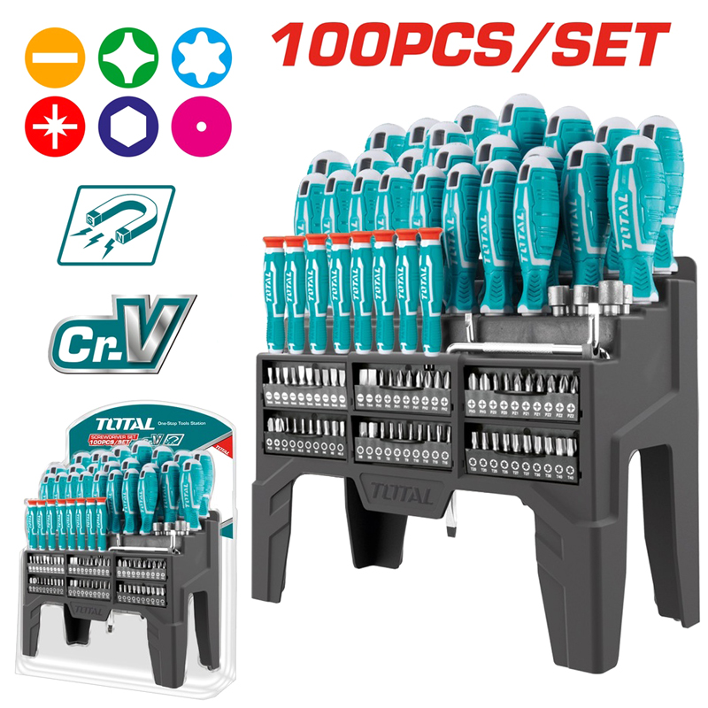 Bộ tua vít 100 chi tiết Total THT2506100