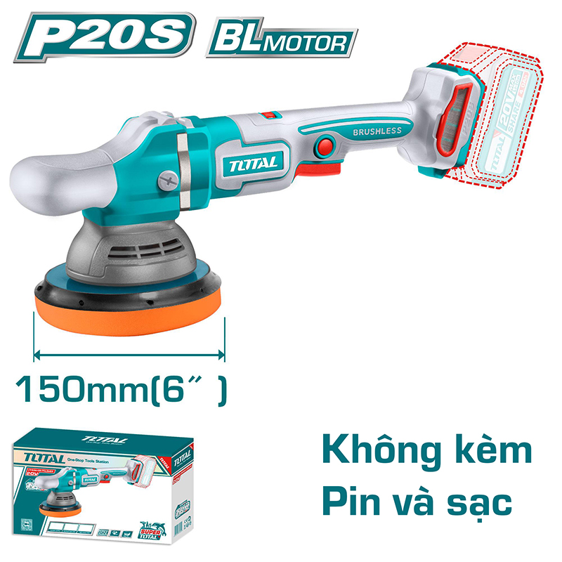 Máy đánh bóng dùng pin 20V Total TAPLI2015