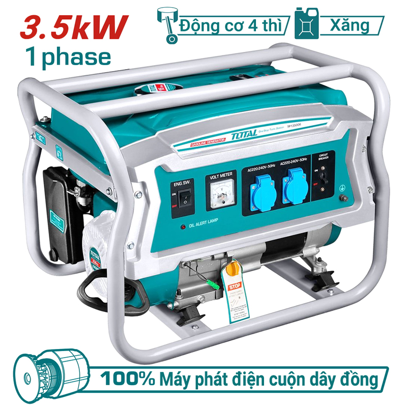 Máy phát điện động cơ xăng 3.5KW Total TP135006