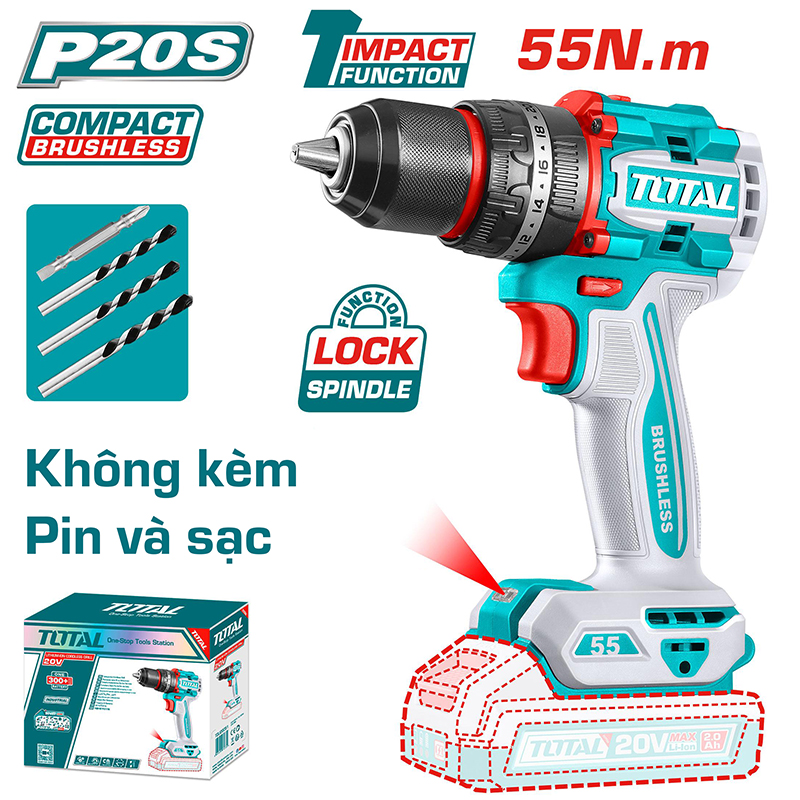 Máy khoan động lực dùng pin 20V Total TIDLI205581