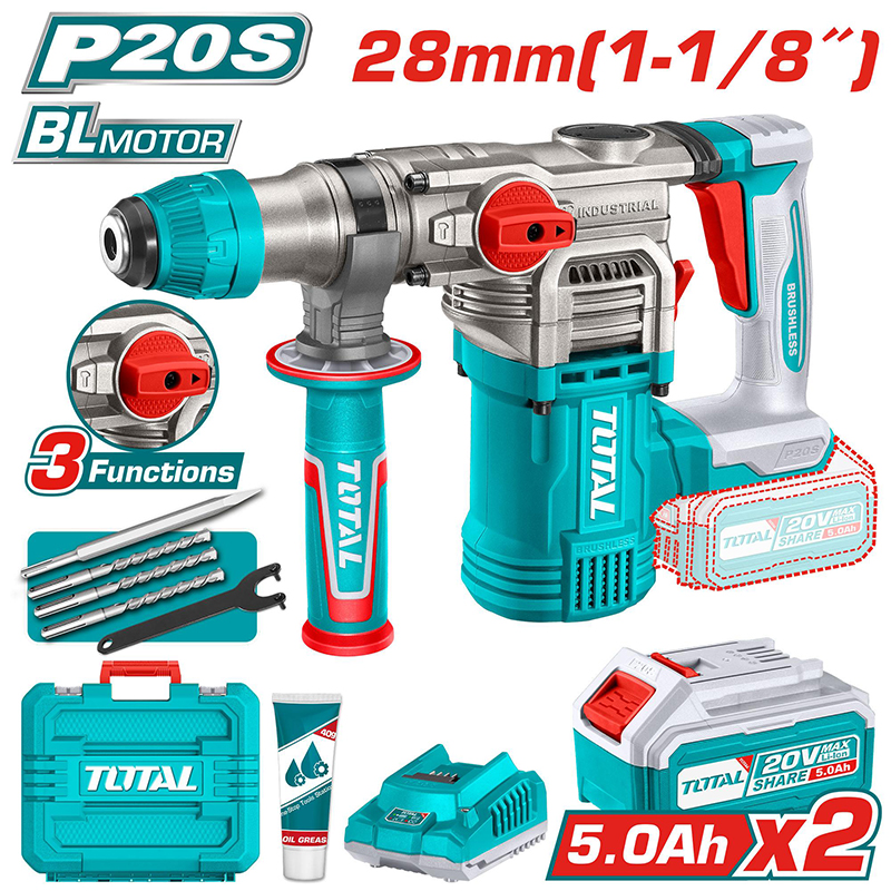 Máy khoan bê tông 3 chức năng dùng pin 20V Total TRHLI202885