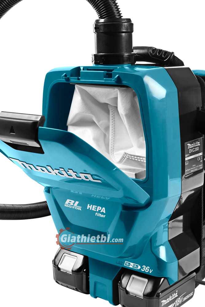 Máy hút bụi đeo vai dùng pin 18Vx2 Makita DVC260Z (HEPA/BL)